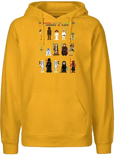 CHOOSE A SIDE 8 BIT | PRESS START - space opera, Choose side, toy, fun, movie, scifi - Fairtrade Hoodie
