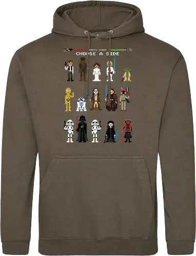 CHOOSE A SIDE 8 BITS | PRESS START | BLACK