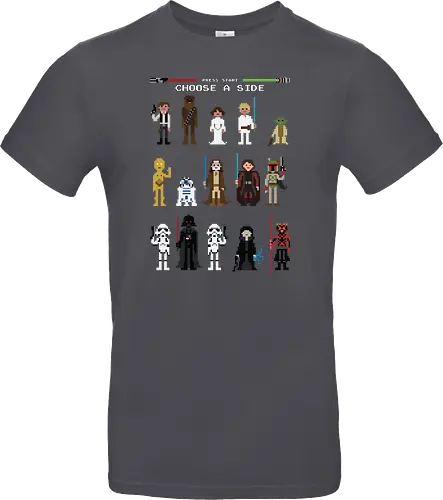 CHOOSE A SIDE 8 BITS | PRESS START | BLACK