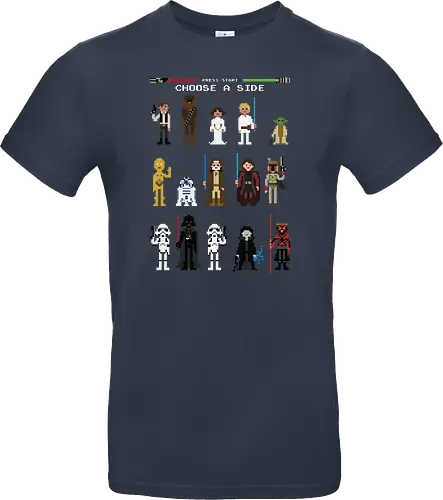 CHOOSE A SIDE 8 BITS | PRESS START | BLACK