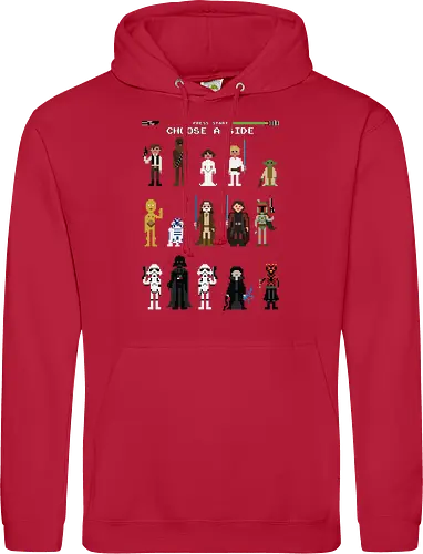 CHOOSE A SIDE 8 BITS | PRESS START | BLACK