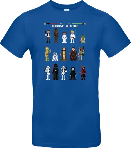 CHOOSE A SIDE 8 BITS | PRESS START | BLACK