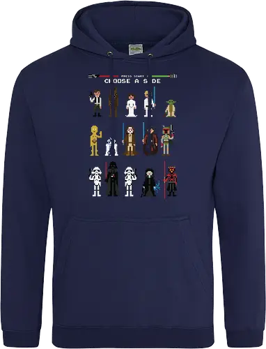CHOOSE A SIDE 8 BITS | PRESS START | BLACK