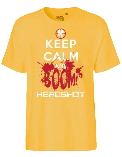 KEEP CALM BOOM HEADSHOT! - keep calm, keep calm and carry on, boom, meme, headshot - Fairtrade T-Shirt