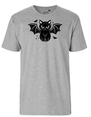 Black Kitty Bat - cat, goth, bat, spooky - Fairtrade T-Shirt