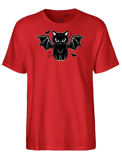 Black Kitty Bat - cat, goth, bat, spooky - Fairtrade T-Shirt