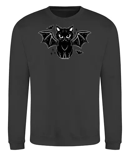 Black Kitty Bat - cat, goth, bat, spooky - Sweatshirt