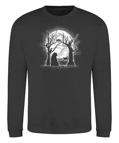 Moonlight Felines - Cats, trees, moon, Moonlight - Sweatshirt