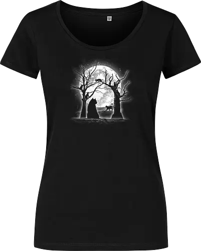 Moonlight Felines - Cats, trees, moon, Moonlight - Women T-Shirt