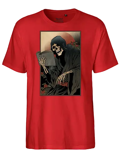 Read in peace - lesen, skeleton, read, death - Fairtrade T-Shirt