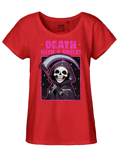Death with a smile - funny, scythe, pink, death - Fairtrade Girl Shirt