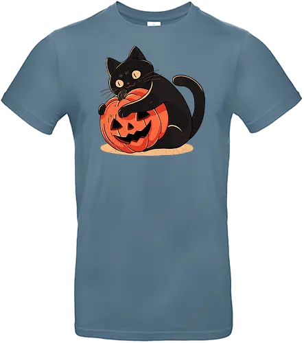 Pumpkin Embrace Cat - kitty, black, kürbis, halloween - Standard T-Shirt