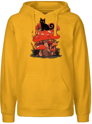 Feline Fungi - cat, katze, cute, pilz, mushroom - Fairtrade Hoodie