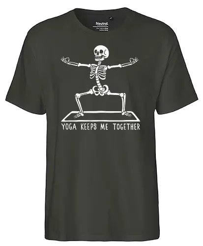 Yoga keeps me together - yoga, skelett, skeleton, keep it together - Fairtrade T-Shirt