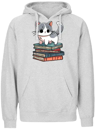 Pawsing for Wisdom - cat, katze, book, buch, lesen - Fairtrade Hoodie
