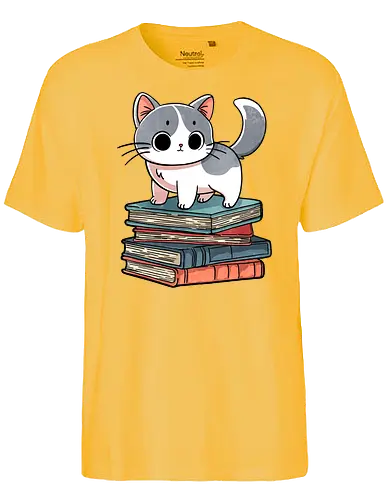 Pawsing for Wisdom - cat, katze, book, buch, lesen - Fairtrade T-Shirt