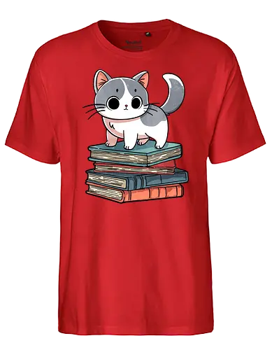 Pawsing for Wisdom - cat, katze, book, buch, lesen - Fairtrade T-Shirt
