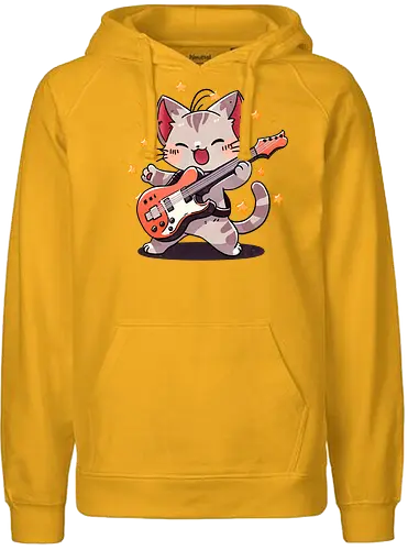 Furr-ever Rocking Cat - cat, katze, guitar, rock - Fairtrade Hoodie