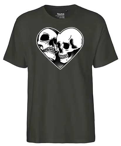 Lovers in death - Lovers, love, skull, skeleton, death - Fairtrade T-Shirt