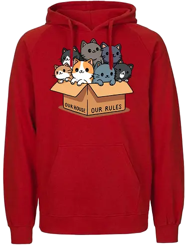 Our house our rules - cat, katze, Cardboard, karton - Fairtrade Hoodie