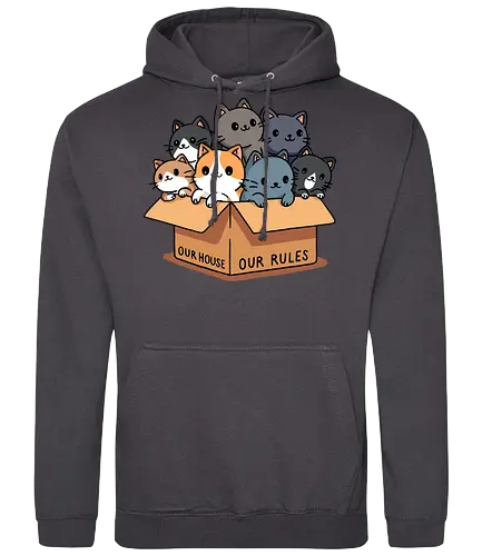 Our house our rules - cat, katze, Cardboard, karton - Standard Hoodie