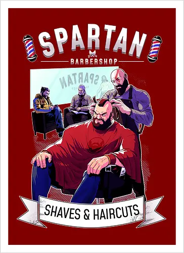 barber shop - spartaner, god, war, kratos - Artprint