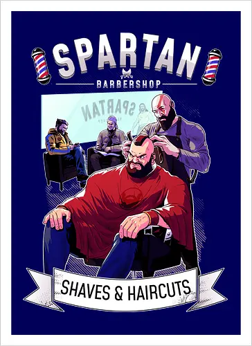 barber shop - spartaner, god, war, kratos - Artprint