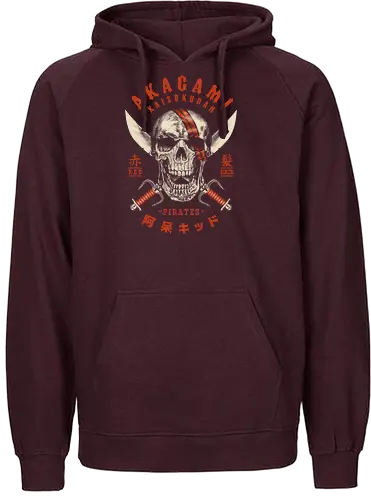 Realistic Akagami Jolly Roger - piece, pirate, skull, schädel - Fairtrade Hoodie