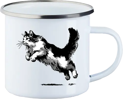Sumi-e pouncing cat