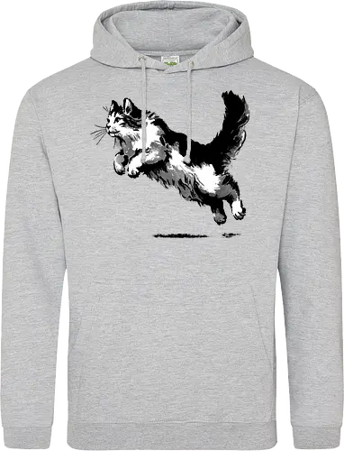 Sumi-e pouncing cat