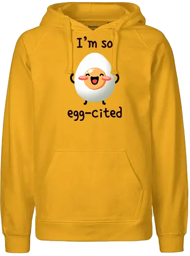 Egg-cited - excited, egg, Wordplay - Fairtrade Hoodie