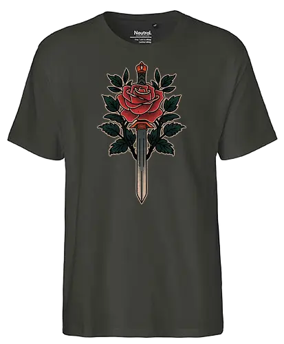 Blade of roses - tattoo, traditional - Fairtrade T-Shirt