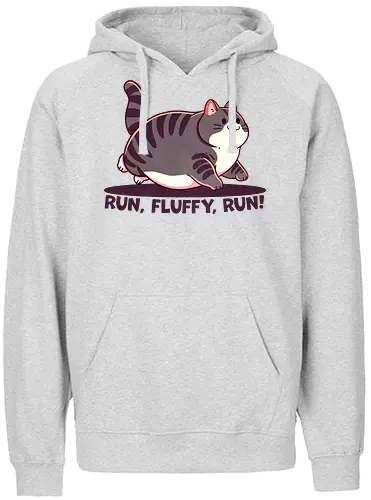 Run, Fluffy, Run! - cat, Fat - Fairtrade Hoodie