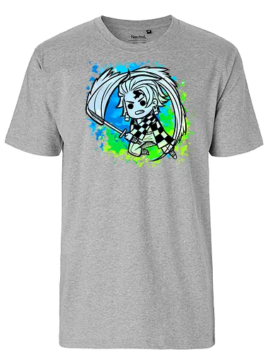 Watercolor blue Slayer - Tanjirō, Tanjirou, anime, manga - Fairtrade T-Shirt
