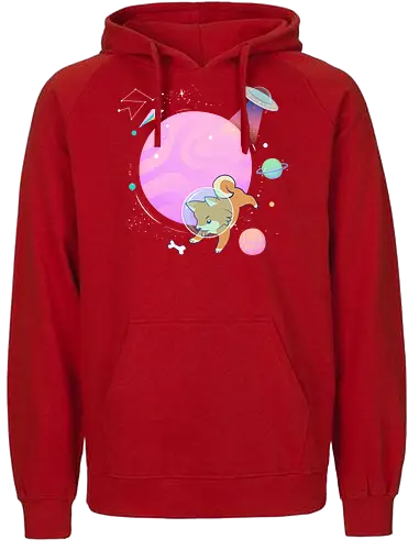 Space dog hunts bone - dog, Bone, game, Playing, space - Fairtrade Hoodie