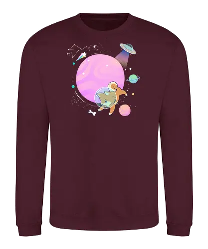 Space dog hunts bone - dog, Bone, game, Playing, space - Sweatshirt
