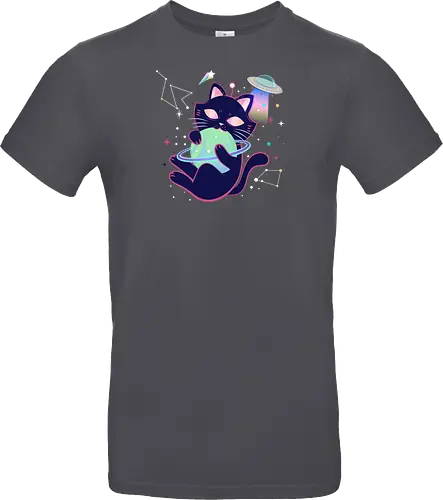 Space cat with planet ball