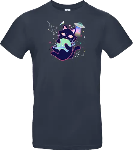 Space cat with planet ball