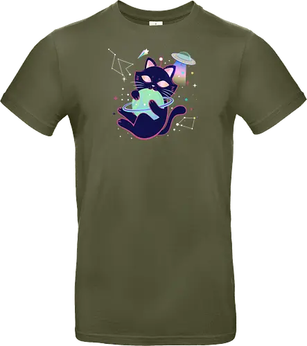 Space cat with planet ball