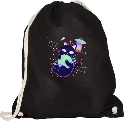 Space cat with planet ball