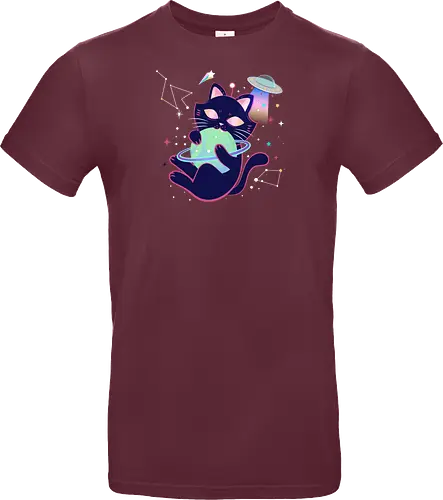 Space cat with planet ball