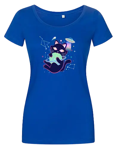 Space cat with planet ball