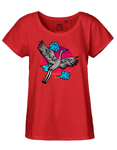 Japanese Art Stork - japan, bird, Stork - Fairtrade Girl Shirt