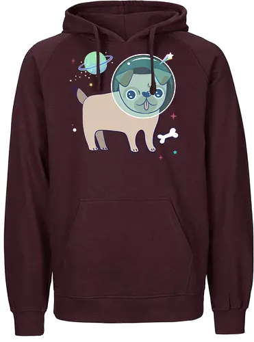 Space pug - pug, dog, space, cute - Fairtrade Hoodie