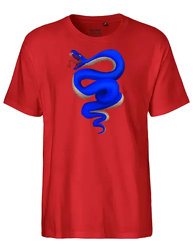 Blue Snake - snake, animal, blue - Fairtrade T-Shirt