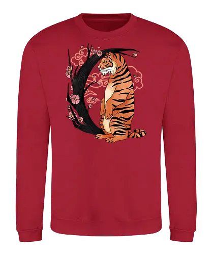 Japanese Art Moon Tree Tiger - tiger, japan, kirschblüte, Cherry tree - Sweatshirt