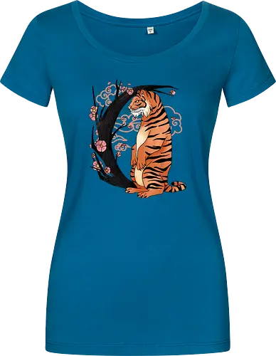 Japanese Art Moon Tree Tiger