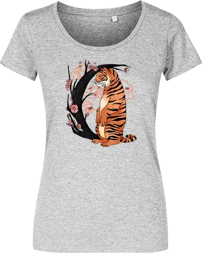 Japanese Art Moon Tree Tiger