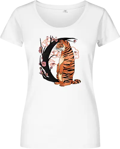 Japanese Art Moon Tree Tiger