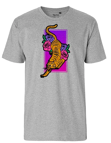 Japanese Art Tiger - tiger, japan, kunst, art, roses - Fairtrade T-Shirt